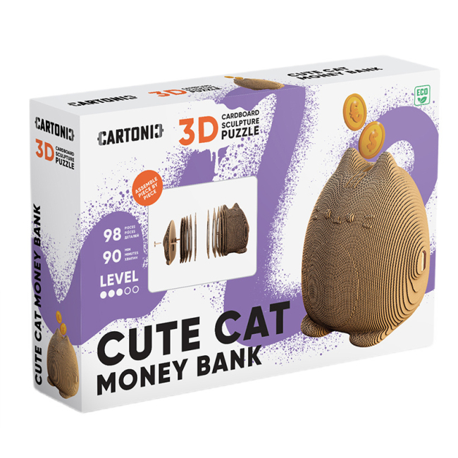 3D-пазлы - 3D пазл Cartonic Cute cat money bank (CARTCUTE)#3