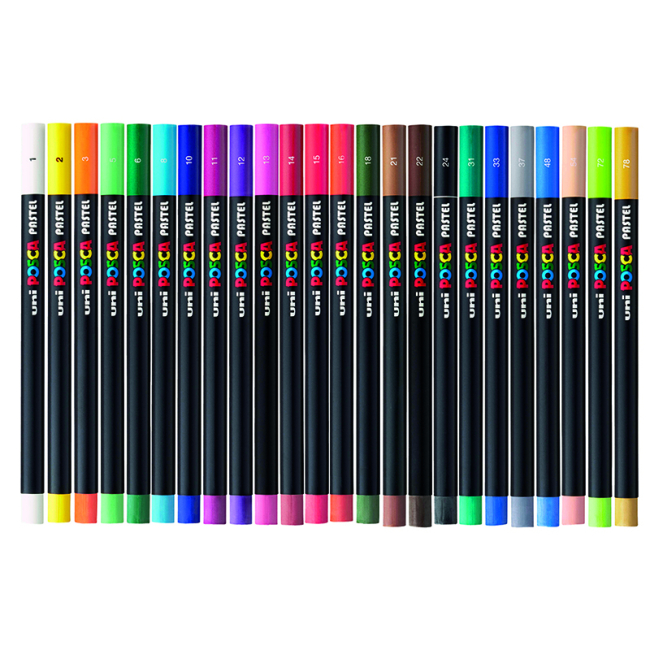 Канцтовари - Пастель воскова UNI Posca Pastel 24 кольори (KPA-100/24C)#3