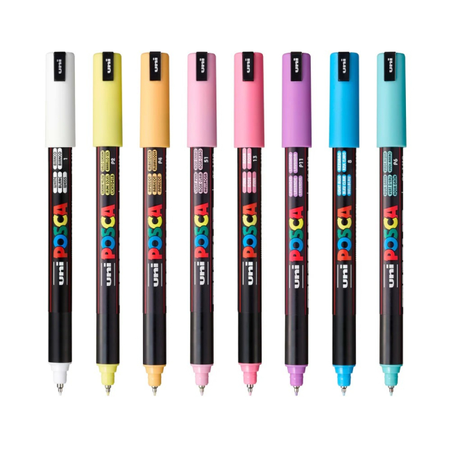 Канцтовары - Комплект маркеров UNI Posca Soft Color 8 шт (PC-1MR SOFT COLOR 8C)#3