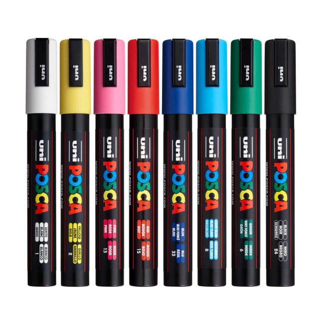 Канцтовари - Набір маркерів UNI Posca 8 шт (PC-5M 8C)#2