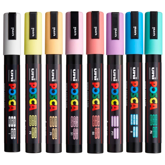 Канцтовары - Набор маркеров UNI Posca Soft Color 8 шт (PC-5M SOFT COLOR 8C)#2