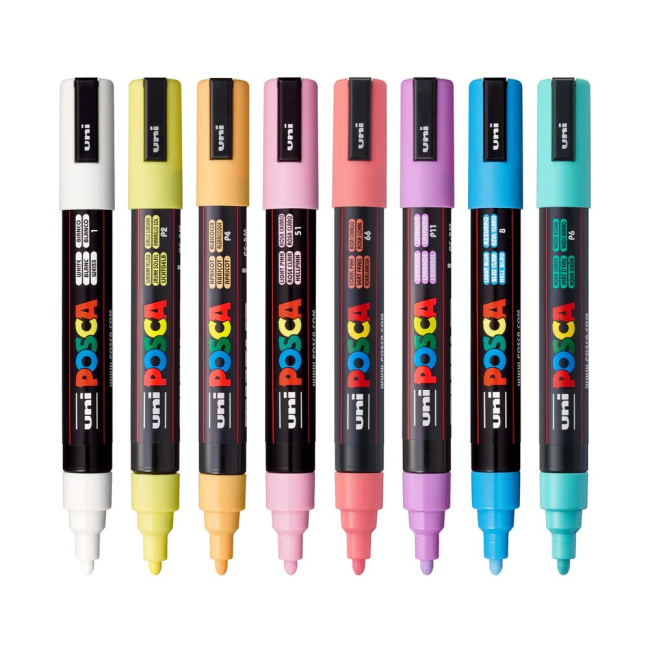Канцтовары - Набор маркеров UNI Posca Soft Color 8 шт (PC-5M SOFT COLOR 8C)#3