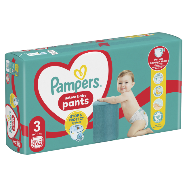 Товары по уходу - Подгузники-трусики Pampers Active baby Midi 6-11 кг 62 шт (8006540069233)#2