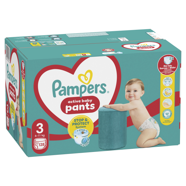 Товары по уходу - Подгузники-трусики Pampers Active baby Midi 6-11 кг 128 шт (8006540069417)#2