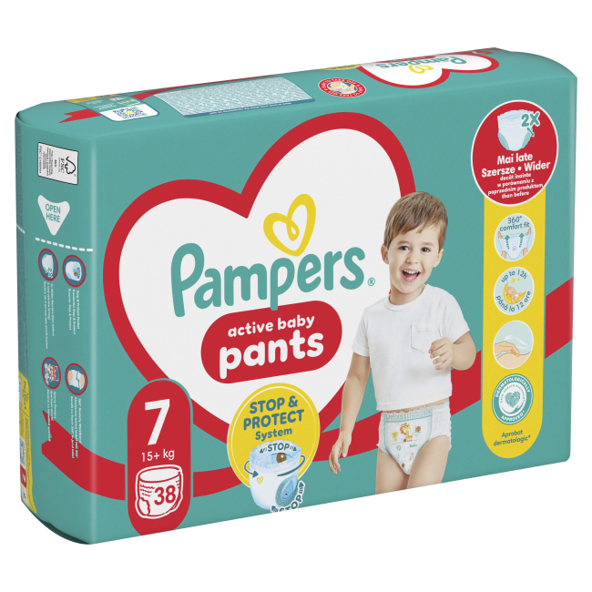 Товары по уходу - Подгузники-трусики Pampers Active baby Giant Plus 15+ кг 38 шт (8006540069387)#2
