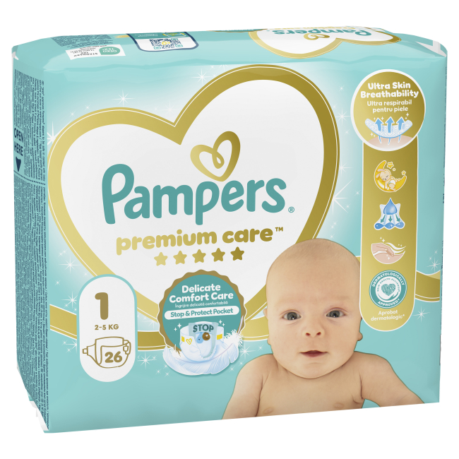 Товары по уходу - Подгузники Pampers Premium care Newborn 2-5 кг 26 шт (8001841104614)#2