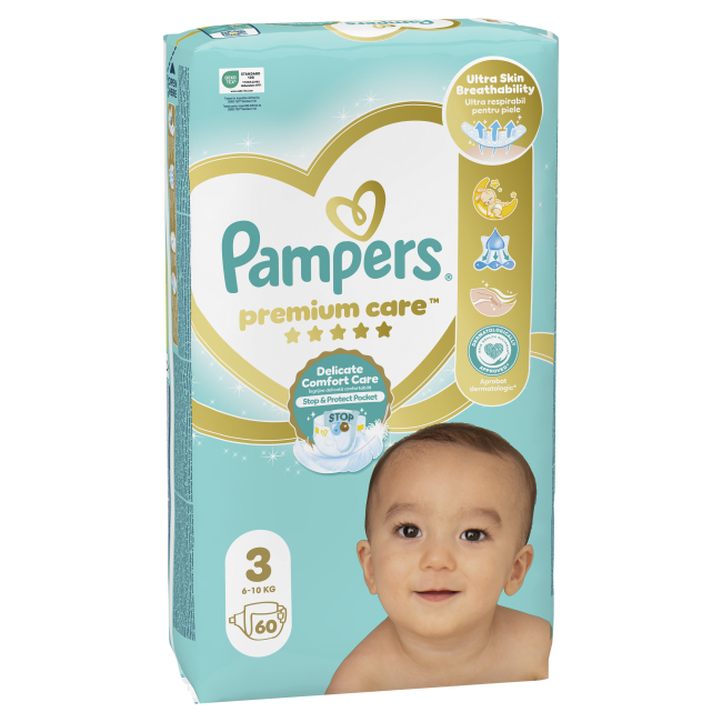 Товары по уходу - Подгузники Pampers Premium care Midi 6-10 кг 60 шт (4015400274780)#2
