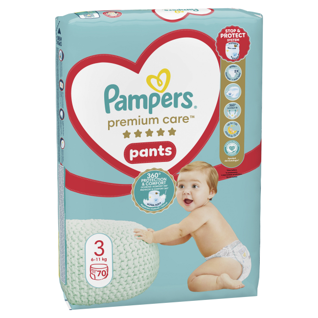 Товары по уходу - Подгузники-трусики Pampers Premium care Midi 6-11 кг 70 шт (8001090759955)#2