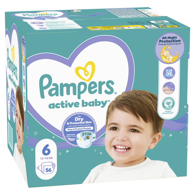 Товары по уходу - Подгузники Pampers Active Baby Giant 15+ кг 56 шт (8001090950130)#2