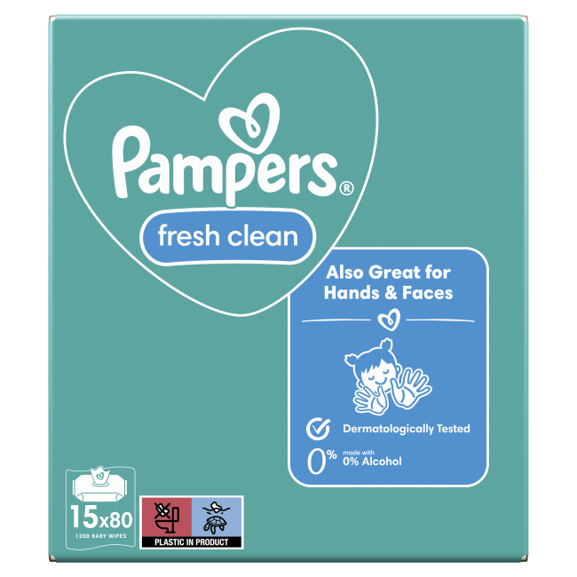 Товари для догляду - Вологі серветки Pampers Fresh clean 15х80 шт (8001841078496)#2