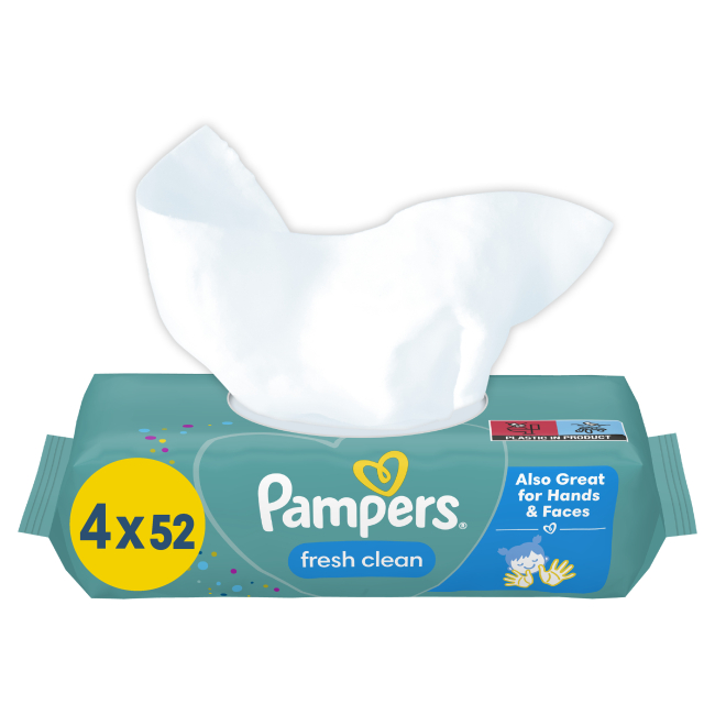 Товары по уходу - Влажные салфетки Pampers Fresh clean 4x52 шт (8001841077949)#2