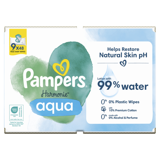 Товари для догляду - Вологі серветки Pampers Harmonie aqua 9х48 шт (8006540811245)#2