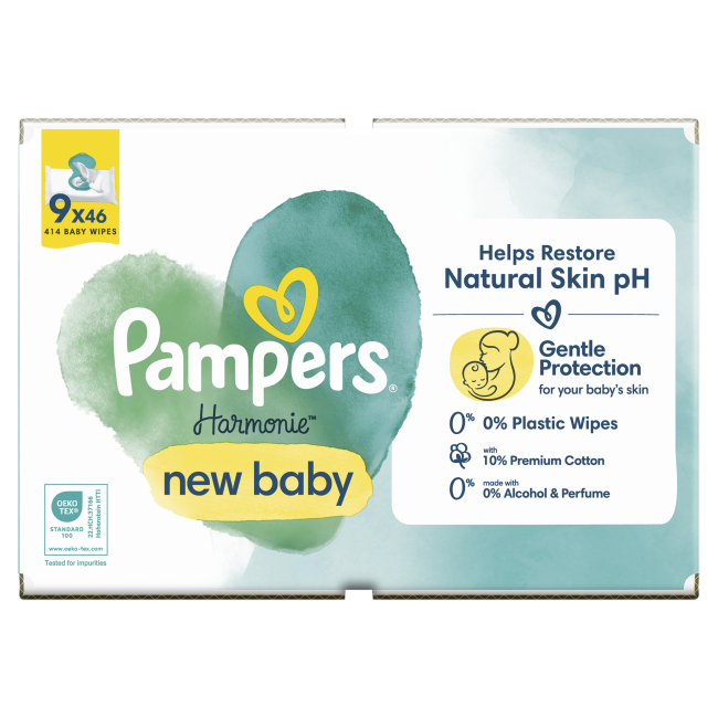 Товари для догляду - Вологі серветки Pampers Harmonie new baby 9х46 шт (8700216026253)#2