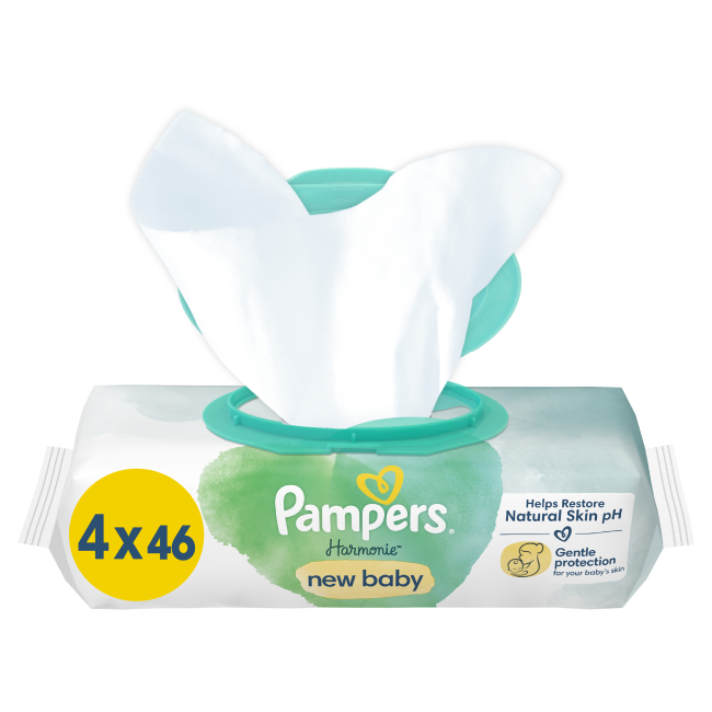 Товари для догляду - Вологі серветки Pampers Harmonie new baby 4х46 шт (8006540815762)#2