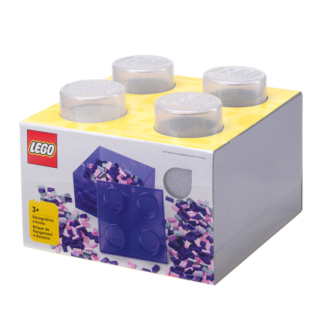Бокси для іграшок - Коробка для зберігання LEGO Lifestyle Цеглинка 4 білий з блискітками (40090803)#3