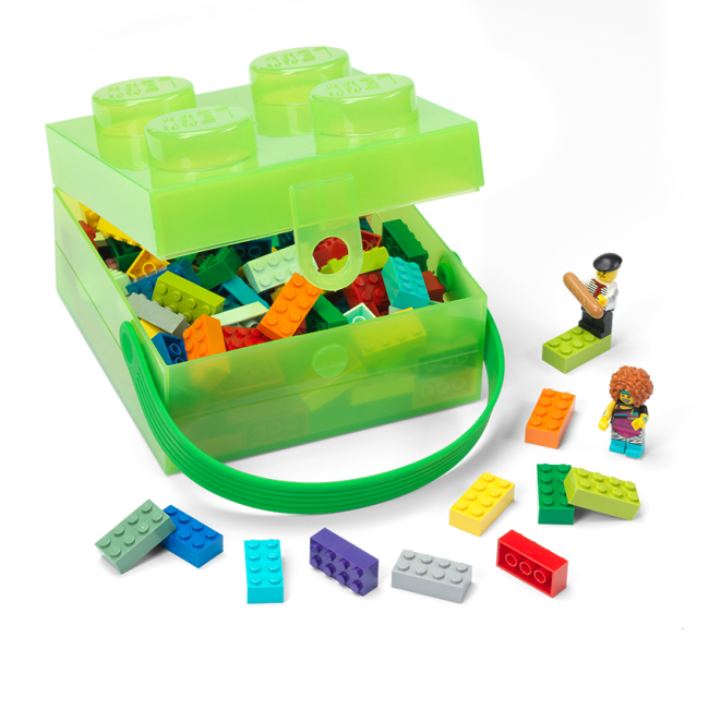 Боксы для игрушек - Бокс для хранения с ручкой LEGO Lifestyle Кирпич прозрачно-зеленый (40240008)#2