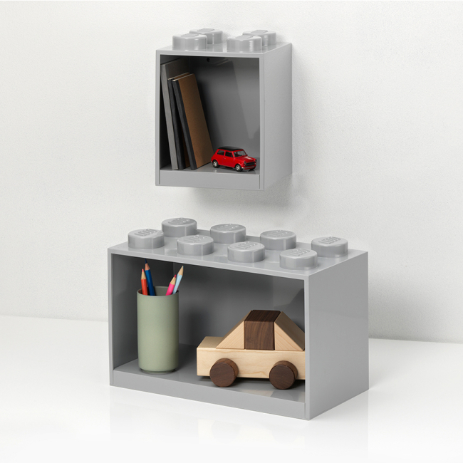 Боксы для игрушек - ​Набор полок-кирпичиков LEGO Lifestyle 4+8 серый (41171740)#2