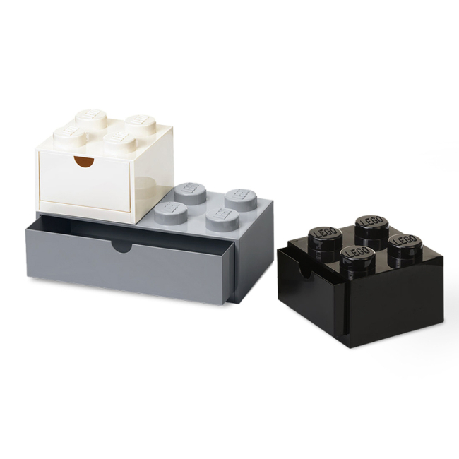 Бокси для іграшок - ​Набір органайзерів з висувними ящиками Цеглинки LEGO Lifestyle білий, сірий, чорний (43250801)#2