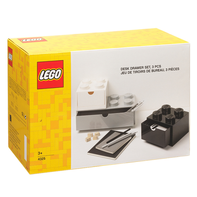 Бокси для іграшок - ​Набір органайзерів з висувними ящиками Цеглинки LEGO Lifestyle білий, сірий, чорний (43250801)#3