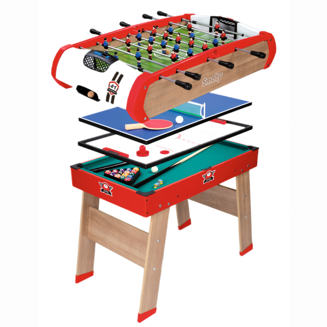Спортивні настільні ігри - Дерев'яний багатофункціональний стіл Smoby Павер Плей 4 в 1 (7600640002)#2