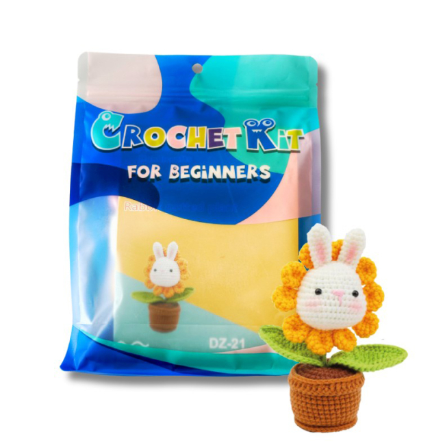 Наборы для творчества - Набор для вязания игрушки крючком Brushme Горшок с кроликом (NBV1)#2