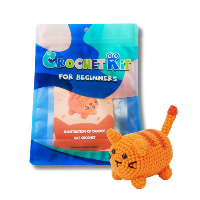 Наборы для творчества - Набор для вязания игрушки крючком Brushme Оранжевый полосатый кот (NBV12)#2