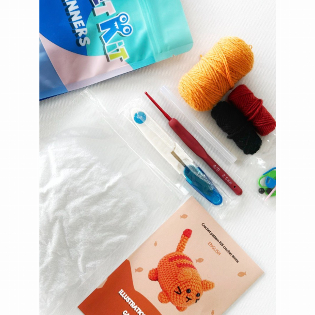 Наборы для творчества - Набор для вязания игрушки крючком Brushme Оранжевый полосатый кот (NBV12)#3