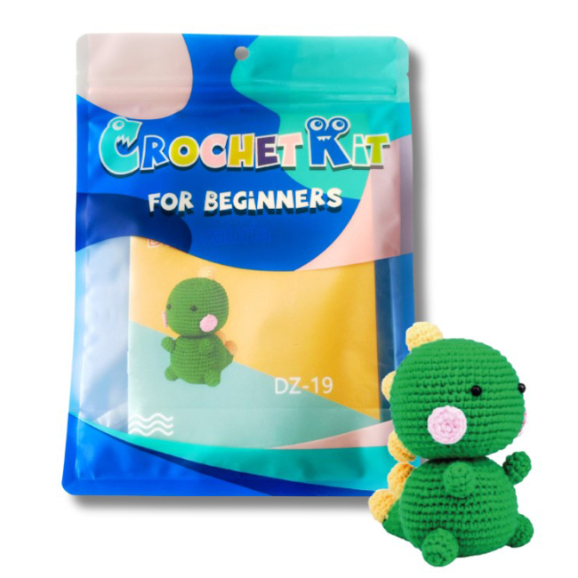 Наборы для творчества - Набор для вязания игрушки крючком Brushme Зеленый динозавр (NBV2)#2