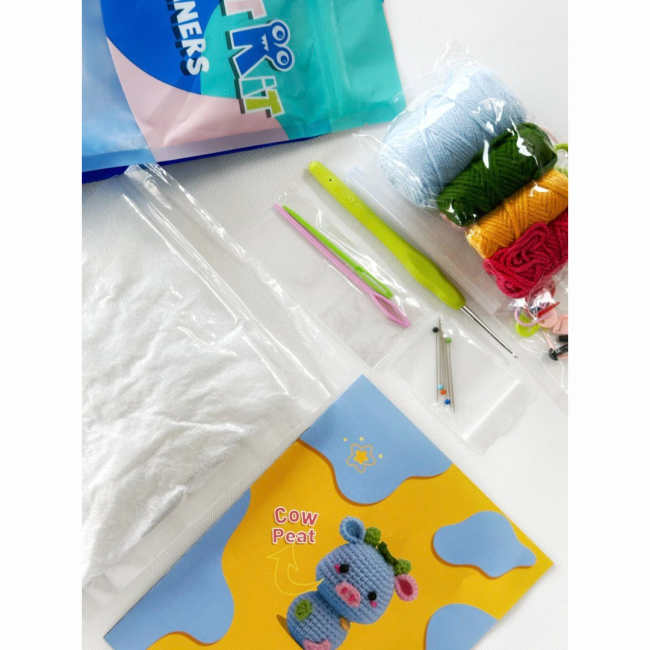 Наборы для творчества - Набор для вязания игрушки крючком Brushme Синяя корова (NBV6)#3