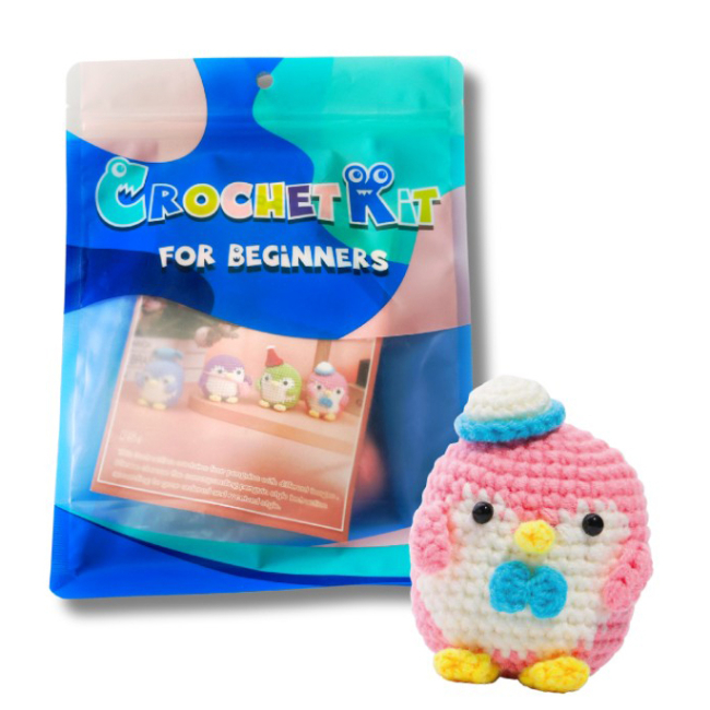Наборы для творчества - Набор для вязания игрушки крючком Brushme Розовый пингвин (NBV7)#2