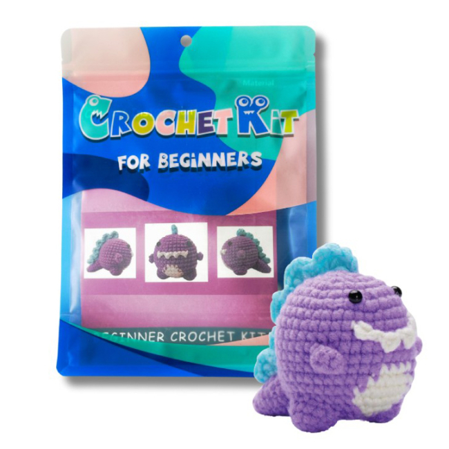 Наборы для творчества - Набор для вязания игрушки крючком Brushme Фиолетовый динозавр (NBV8)#2