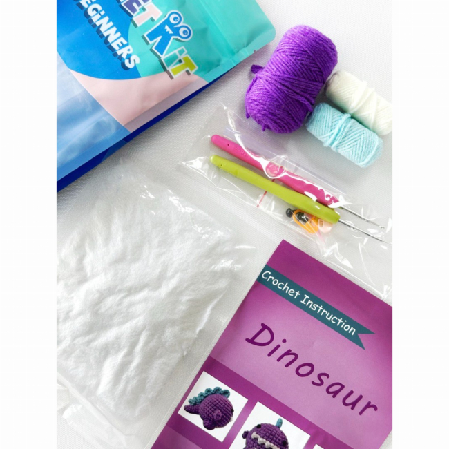 Наборы для творчества - ​Набор для вязания игрушки крючком Brushme Фиолетовый динозавр (NBV8)#3