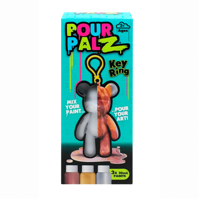 Набори для творчості - Набір для творчості Pour Palz Флюїд Арт Брелок Ведмедик рожевий (GS-G66341/1)#3