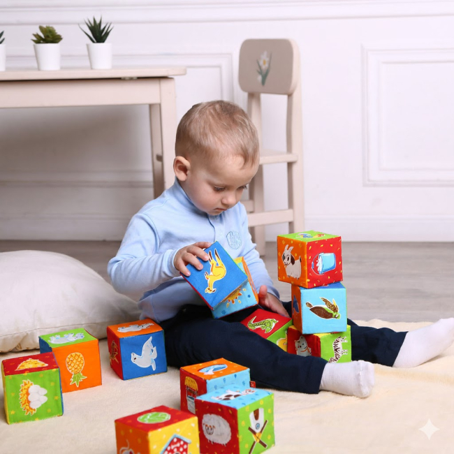 Розвивальні іграшки - ​Ігровий набір Macik Кубики з тваринками (MC 090601-04)#4