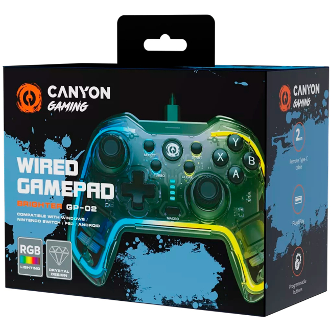 Геймпади - ​Геймпад Canyon Brighter GP-02 Wired RGB 4in1 PS3/Android BOX-TV/Nintendo Crystal (CND-GP02)#5