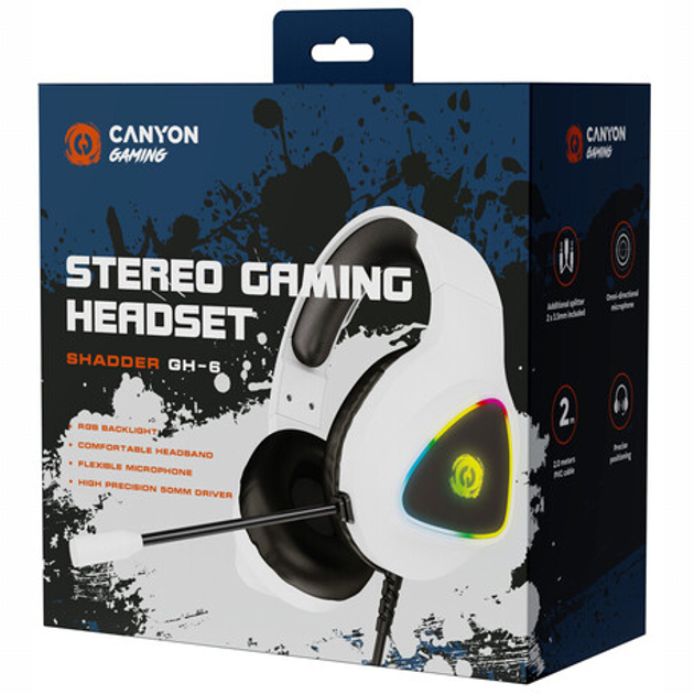 Навушники - Навушники Canyon Shadder GH-6 Gaming 3.5 мм RGB White (CND-SGHS6W)#5