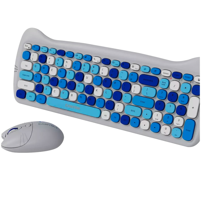 Клавіатура і миші - ​Комплект бездротовий Canyon HSET-W6 Kitty Edition Wireless Blue (5291485015633)#3