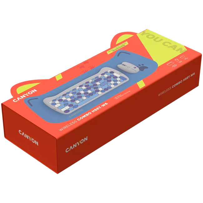 Клавіатура і миші - ​Комплект бездротовий Canyon HSET-W6 Kitty Edition Wireless Blue (5291485015633)#6