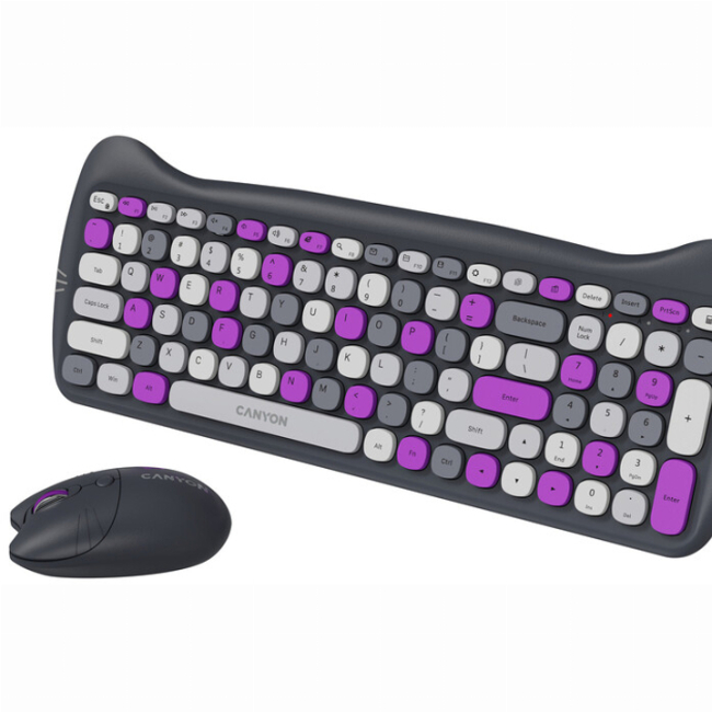 Клавіатура і миші - ​Комплект бездротовий Canyon HSET-W6 Kitty Edition Wireless Violet (CNS-HSETW6VT)#3