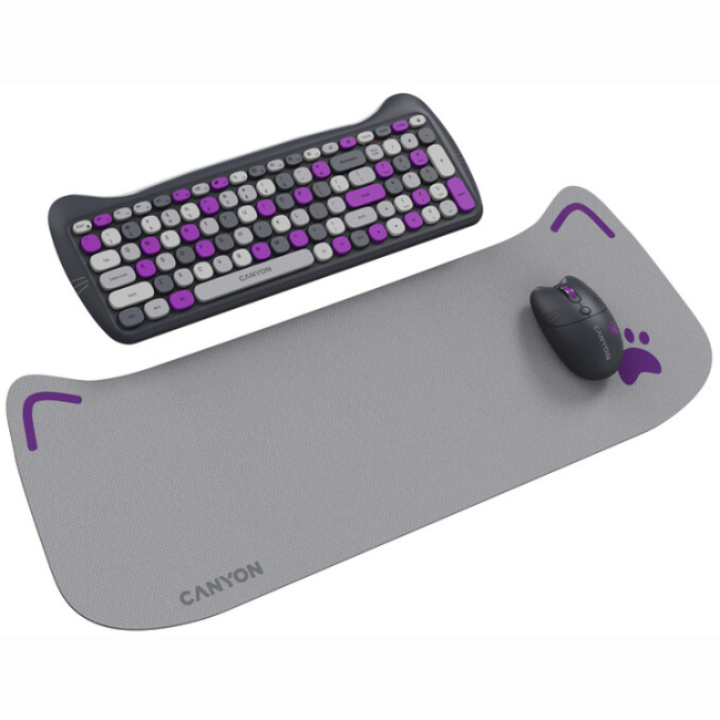 Клавіатура і миші - ​Комплект бездротовий Canyon HSET-W6 Kitty Edition Wireless Violet (CNS-HSETW6VT)#5