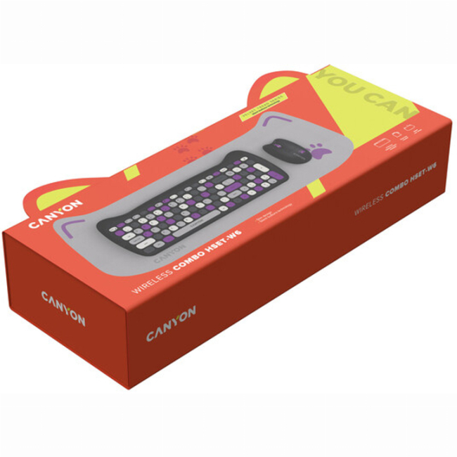 Клавіатура і миші - ​Комплект бездротовий Canyon HSET-W6 Kitty Edition Wireless Violet (CNS-HSETW6VT)#6
