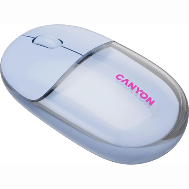 Клавіатура і миші - Мишка Canyon OnClick 24 Dual-mode Silent Bluetooth/Wireless Transparent/Blue (CNS-CMSW24BL)#3