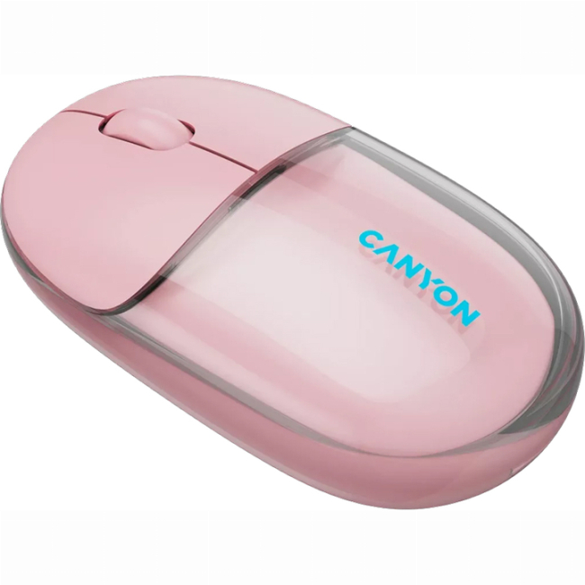 Клавіатура і миші - Мишка Canyon OnClick 24 Dual-mode Silent Bluetooth/Wireless Transparent/Pink (CNS-CMSW24P)#3