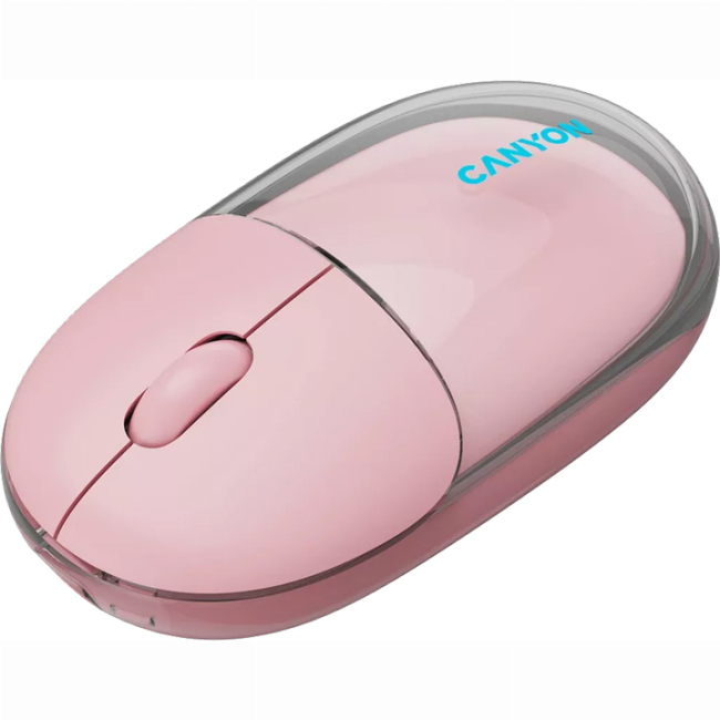 Клавіатура і миші - Мишка Canyon OnClick 24 Dual-mode Silent Bluetooth/Wireless Transparent/Pink (CNS-CMSW24P)#5