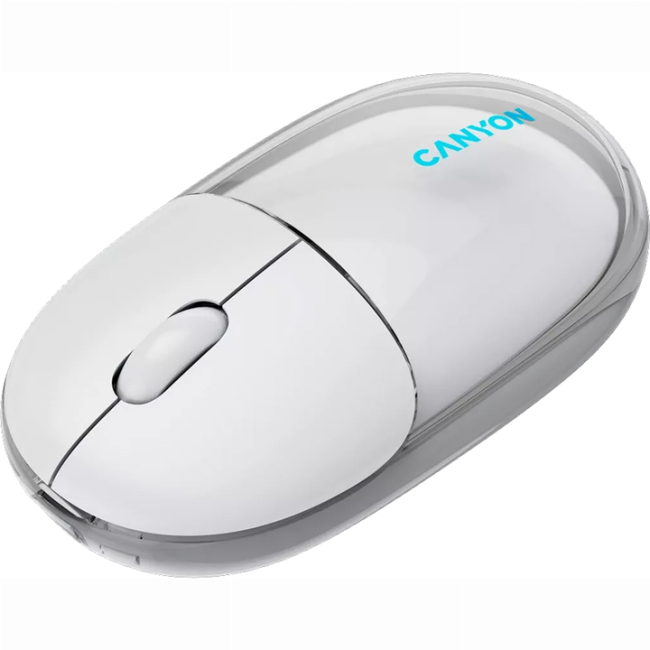 Клавіатура і миші - ​Мишка Canyon OnClick 24 Dual-mode Silent Bluetooth/Wireless Transparent/White (CNS-CMSW24W)#5