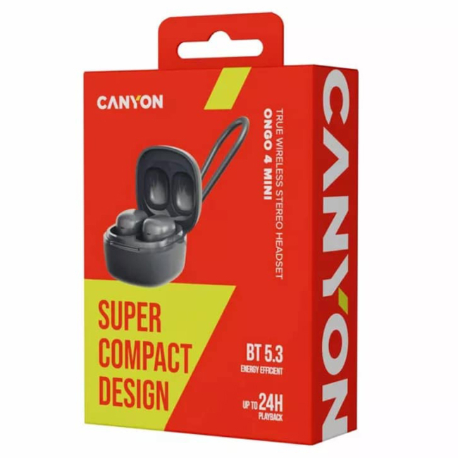 Навушники - Навушники Canyon OnGo 4 Mini TWS Grey (CNS-TWS4G)#5