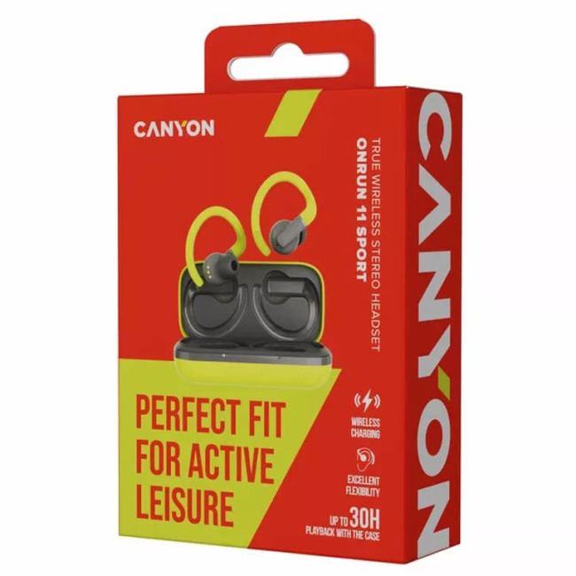 Навушники - Навушники Canyon OnRun 11 Sport TWS Yellow-Grey (CNS-TWS11GR)#5