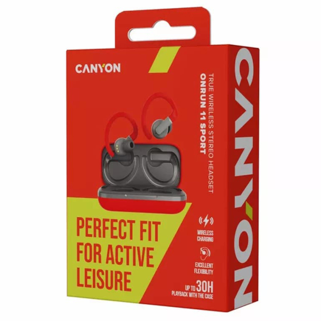 Навушники - Навушники Canyon OnRun 11 Sport TWS Red-Grey (CNS-TWS11R)#5