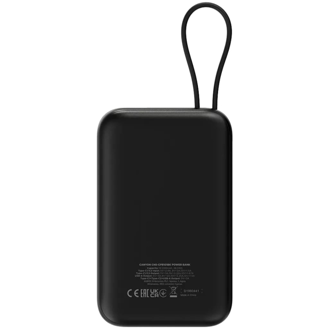 Павербанки - Мобильная батарея Canyon OnPower 101 кабель 10000 mAh PD22.5W Black (CNS-CPB101BK)#4