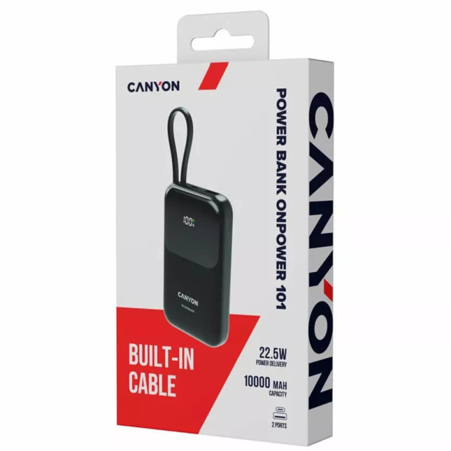 Павербанки - Мобильная батарея Canyon OnPower 101 кабель 10000 mAh PD22.5W Black (CNS-CPB101BK)#7